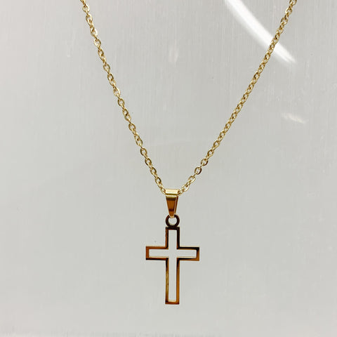 Open Cross Gold Necklace
