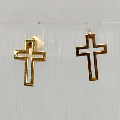 Open Cross Gold Earrings