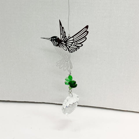 Humingbird Suncatcher with Green Crystals