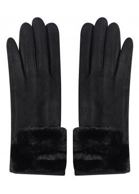 Faux Fur Winter Glove - Black with Fur
