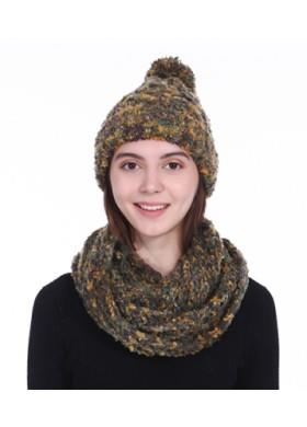 Hat And Scarf Set - Green/Yellow