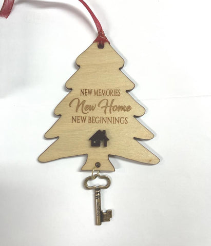 New Home Ornament with Dangling Key