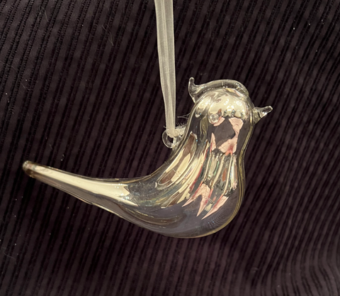 Silver Glass Bird Ornament