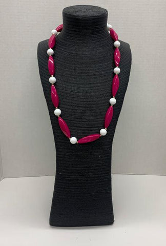 Pink/White Bead Necklace