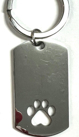 Dog Tag Keychain with Paw Print