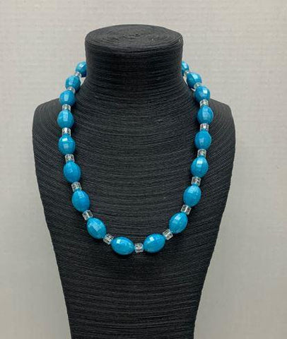 Turquoise & Clear Bead Necklace