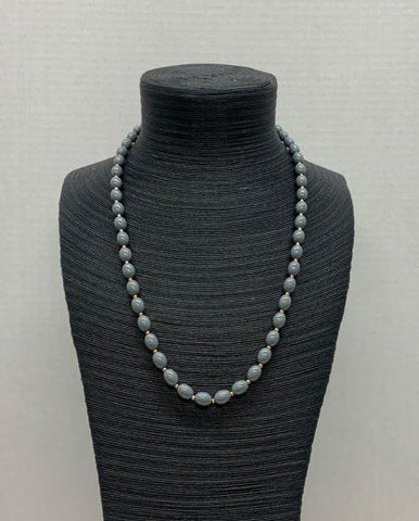 Smoke Grey & Gold Bead Necklace