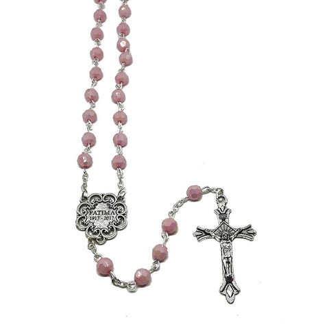 Pink faceted bead rosary
