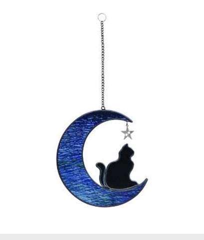 Blue moon with cat suncatcher