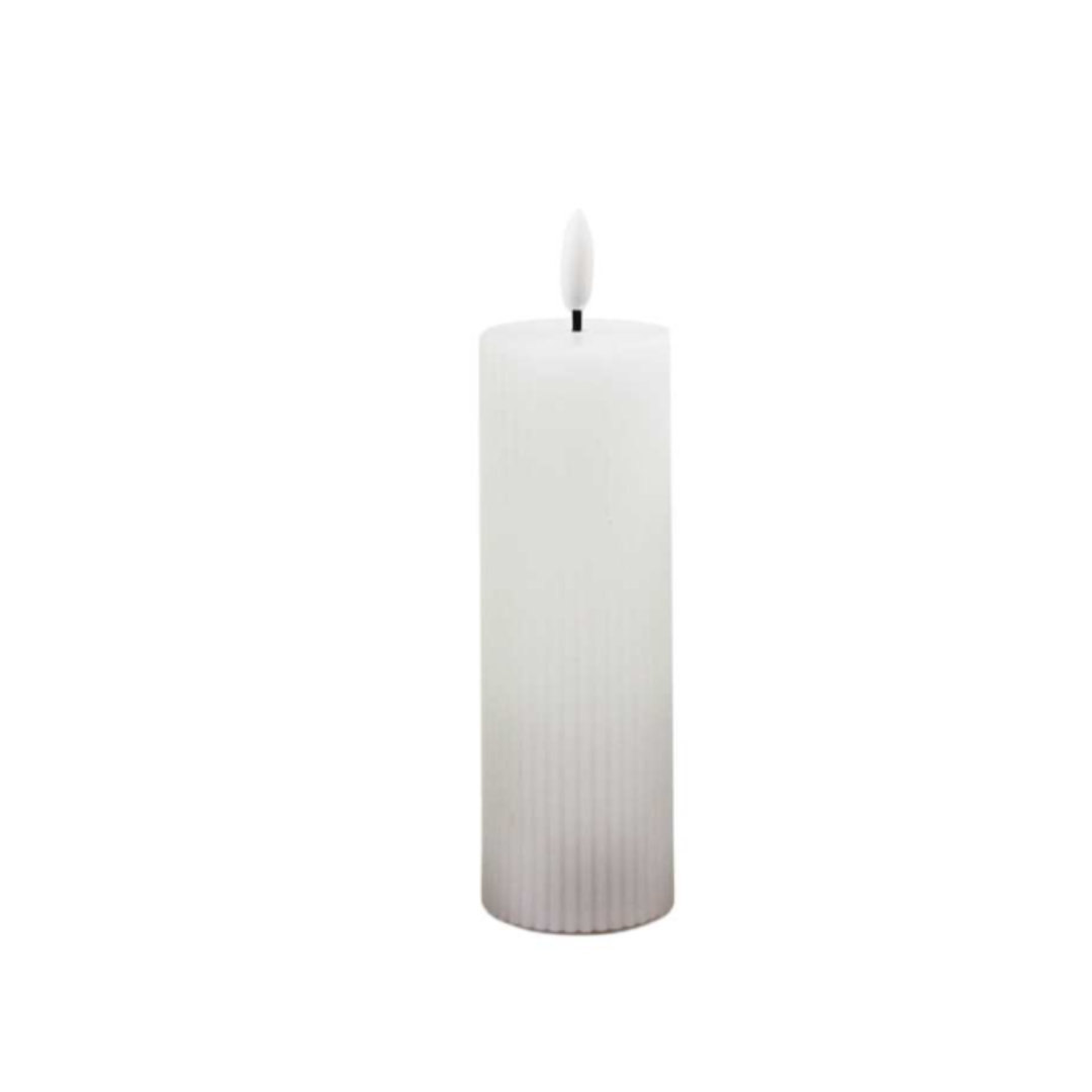 White LED Stripe Flame Candle – Medium (6")