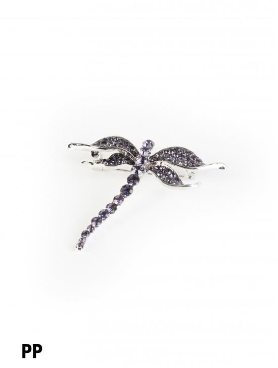 Purple Rhinestone Dragonfly Brooch
