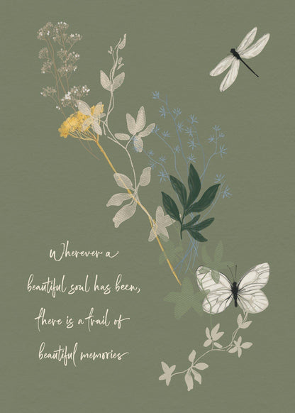 Wildflowers, Dragonfly & Butterfly Sympathy Card