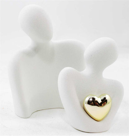 White Couple Figure with Gold Heart