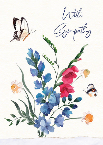 Flowers & Butterflies Sympathy Card