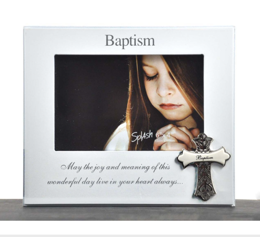 Baptism Photo Frame with Metal Cross