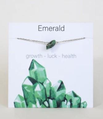 Emerald Necklace - Silver Chain