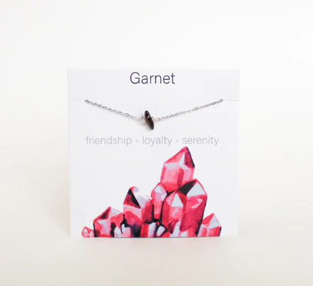 Necklace, gold chain with Garnet Stone