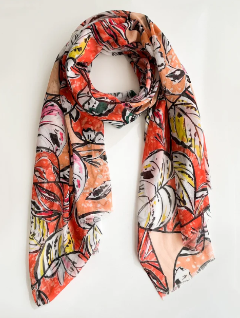 Scarf with Orange Leaves