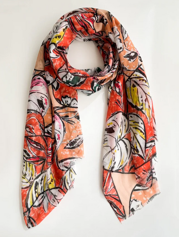 Scarf with Orange Leaves