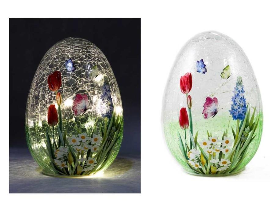 LED Butterfly Harmony Glass Egg 7.5 Inch Battery Operated
