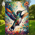 Hummingbird Garden Flag Welcome