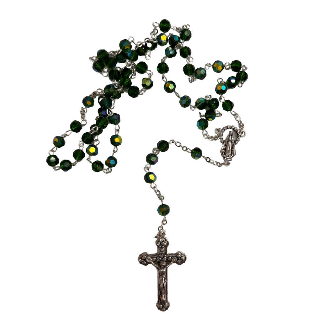 Emerald Crystal Beaded Rosary