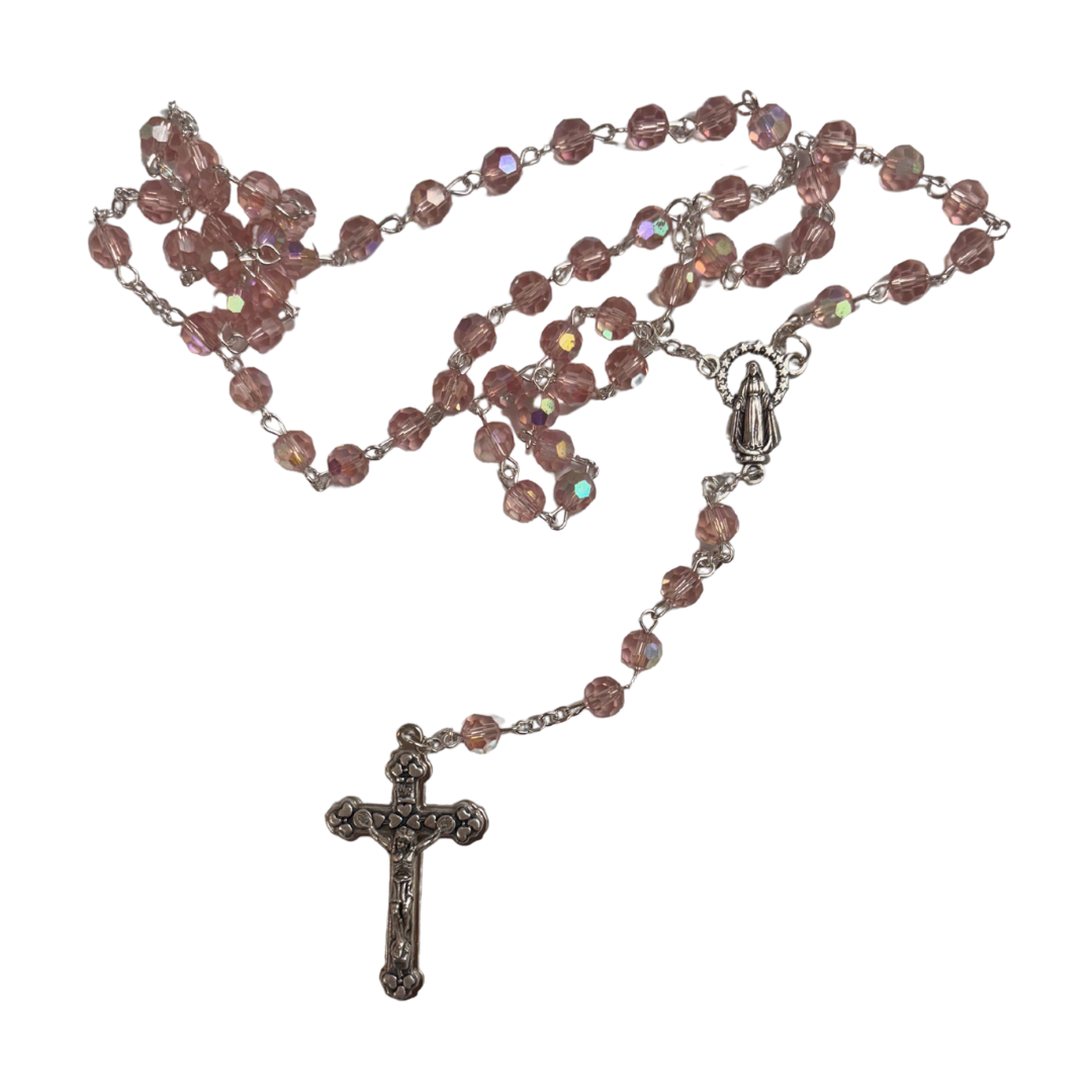 Pink Crystal Beaded Rosary