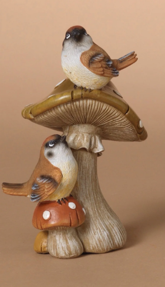 Birds on Green Mushroom