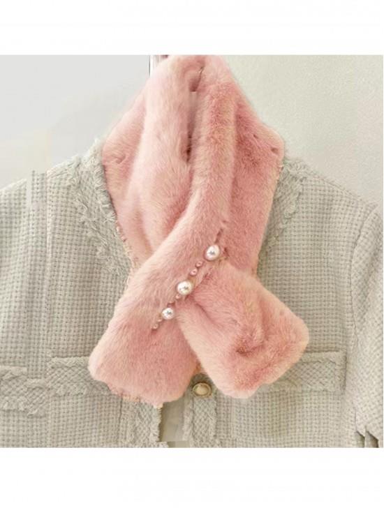Plush Pink Scarf with Pearls
