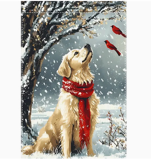 Snowy Golden Retreiver Flag
