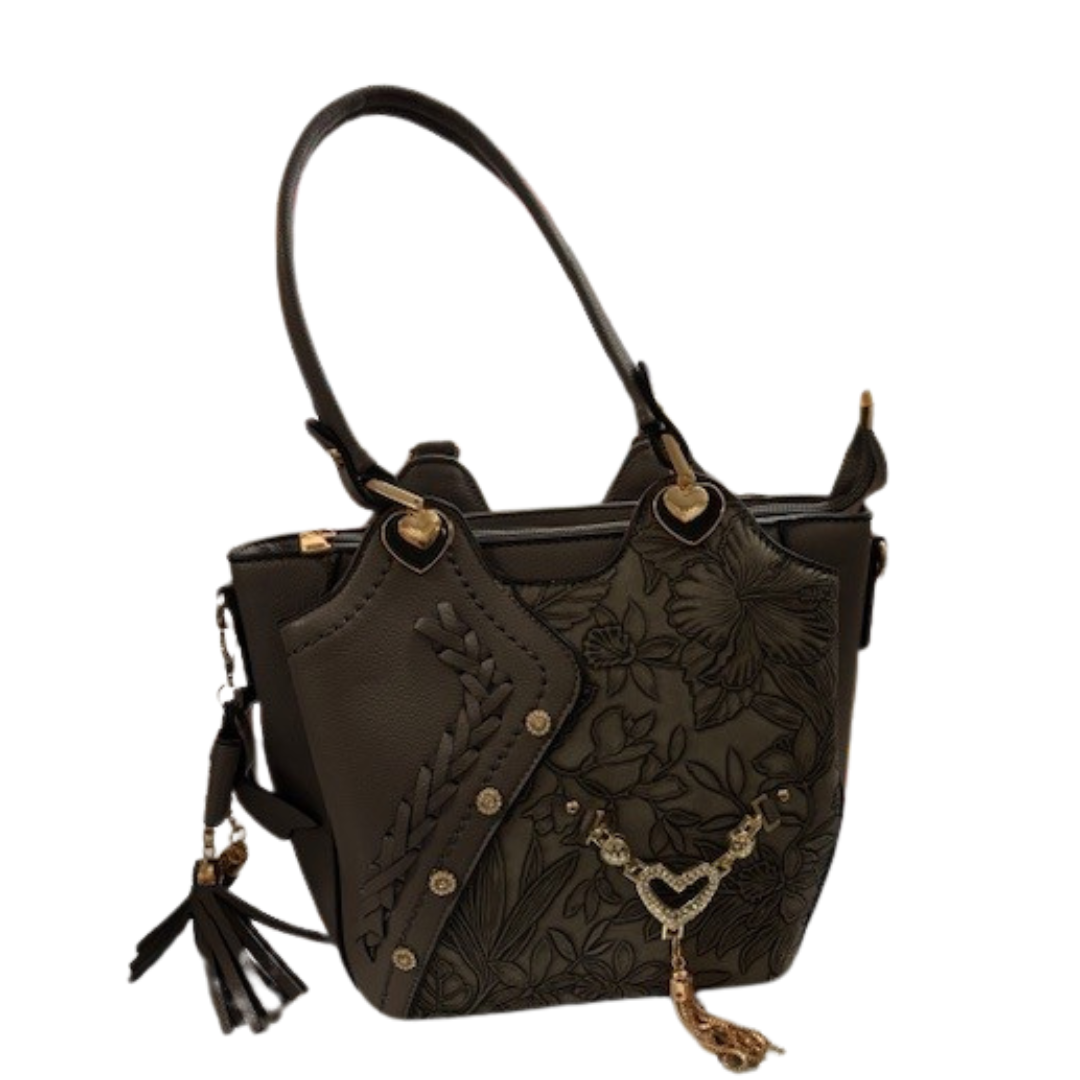 Grey Purse with Clip on Bow
