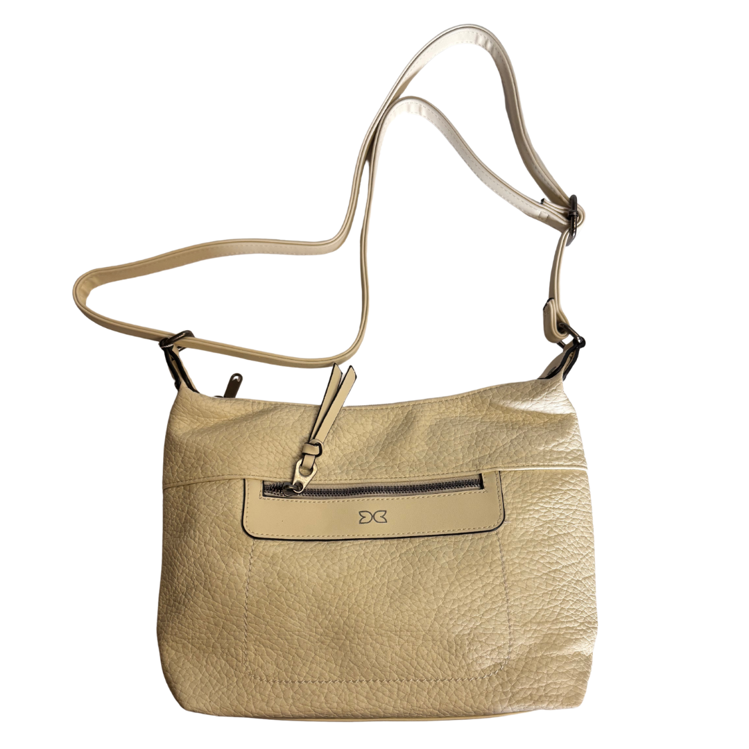 Beige-White Vegan Leather Shoulder Bag – Chic & Functional