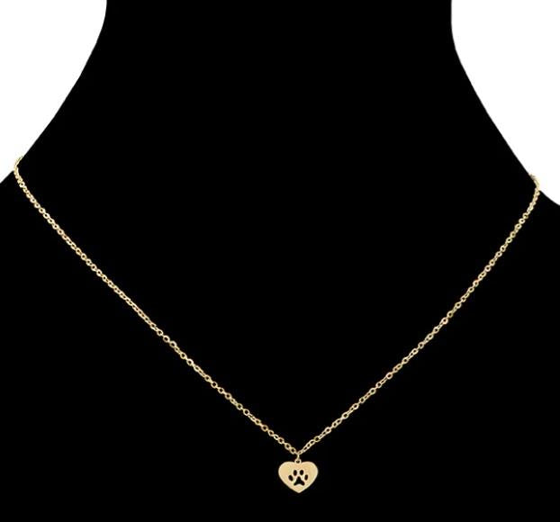 Heart Necklace with Paw Cutout