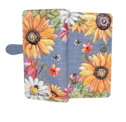 Grey Embossed Sunflower & Bumble Bee Wallet