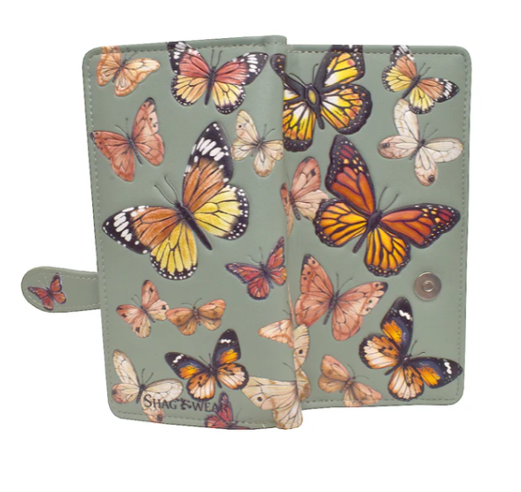 Green Embossed Monarch Butterfly Wallet