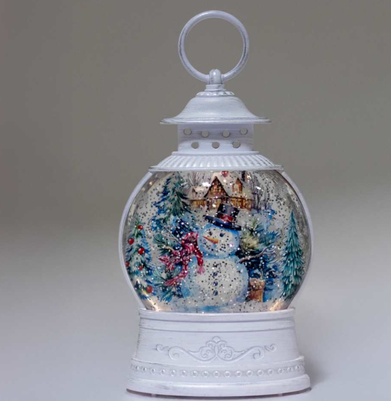 Happy Snowman Scene Glitter Lantern