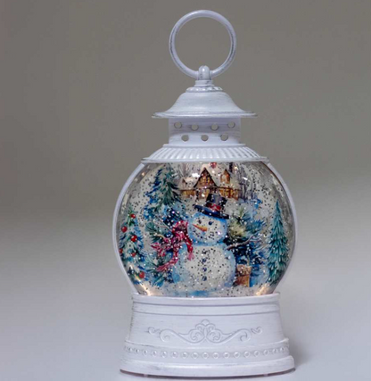 Happy Snowman Scene Glitter Lantern