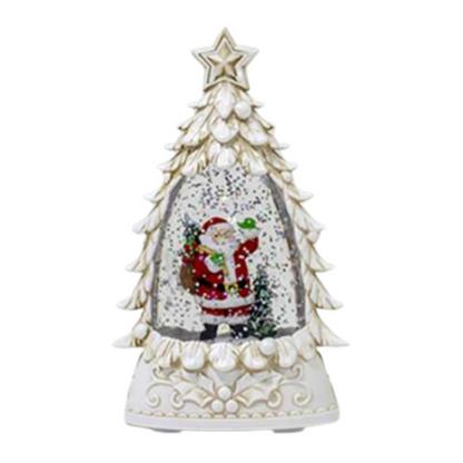 Glitter Lantern White Christmas Tree – Santa