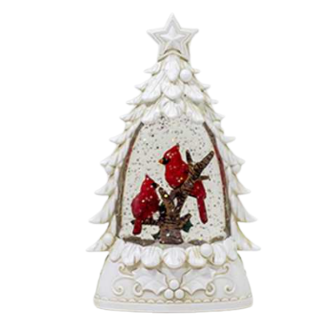 Glitter Lantern White Christmas Tree – Cardinal