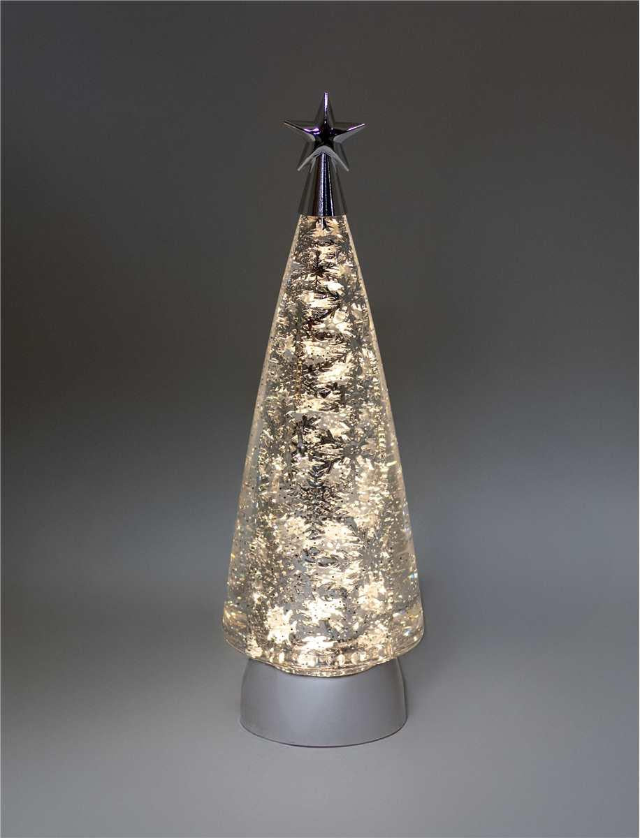 Silver LED Water-Spinning Tree with Rotating Snowflake Pattern