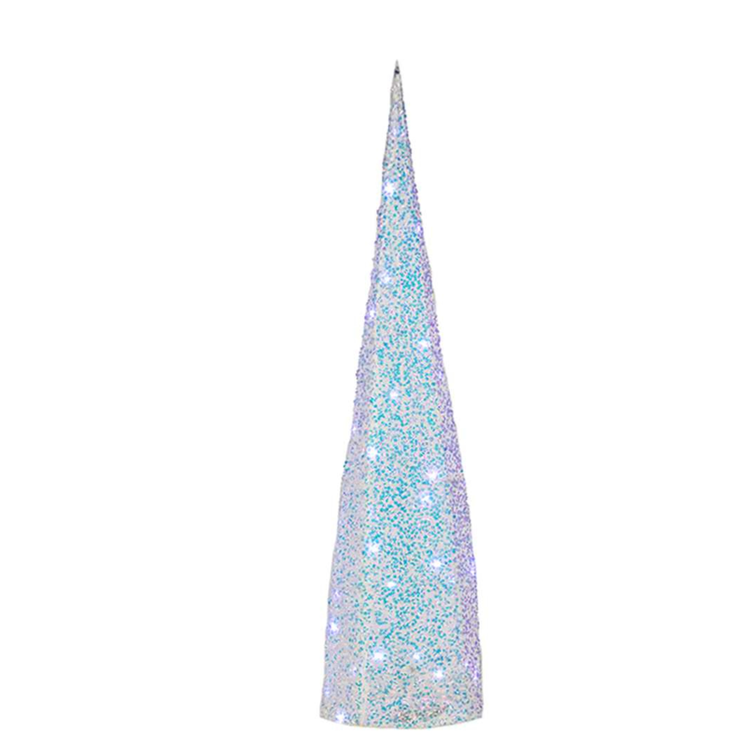 Large LED White Fabric Cone Tree