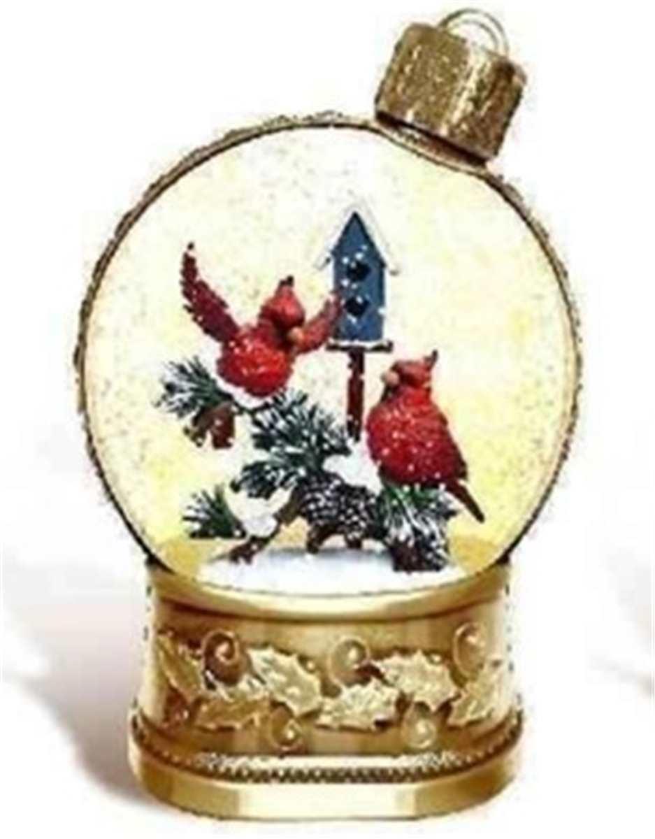 LED Swirling Glitter Ornament Lantern with Cardinals