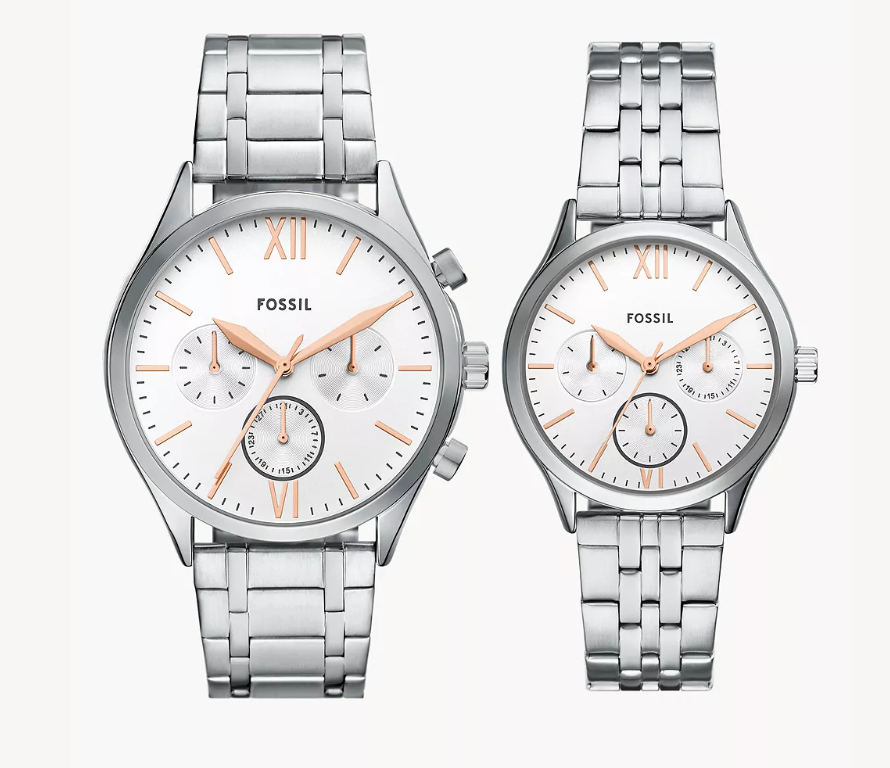 Fenmore Silver-Tone His & Hers Multifunction Watch Set