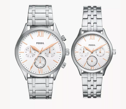 Fenmore Silver-Tone His & Hers Multifunction Watch Set