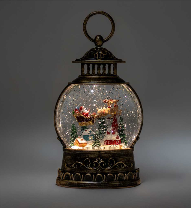 LED Water Spinning Lantern – Santa Flying Over the Trees