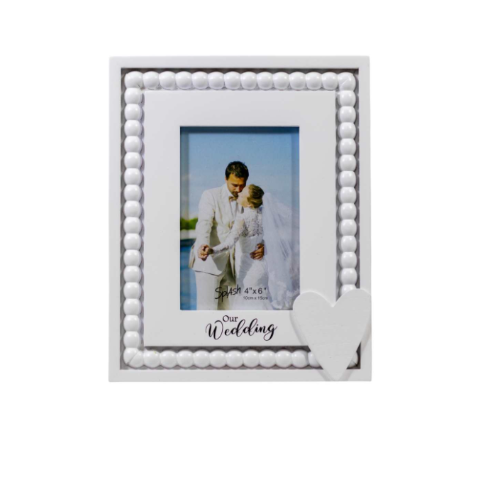 White MDF Photo Frame – “Our Wedding”