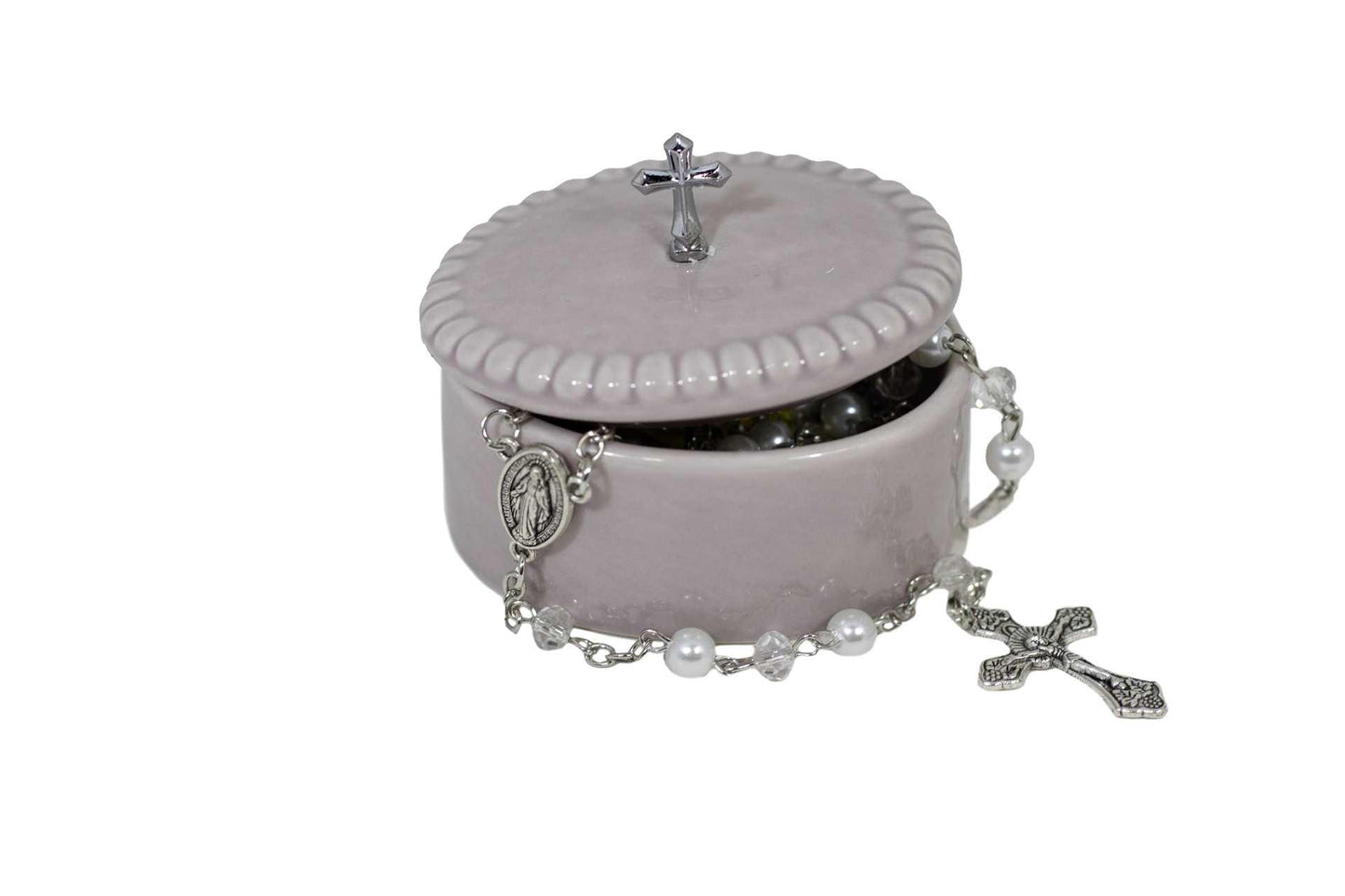 Grey Rosary with Gift Box – 2-Piece Set