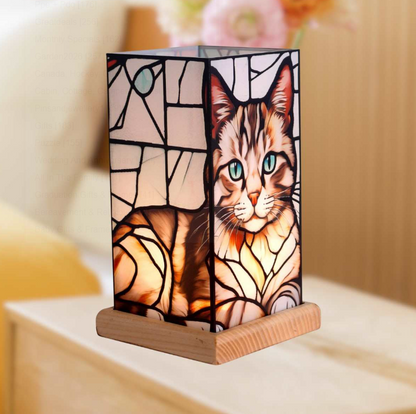 Stained Glass Cat Accent Light