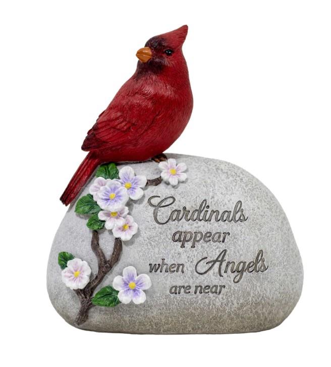 Resin Stone with Cardinal – “Cardinals Appear When Angels Are Near”
