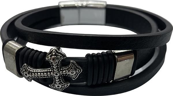 Leather Bracelet with Cross